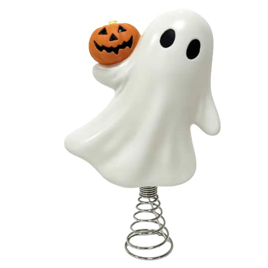 12" Lighted Ghost & Jack-o'-Lantern Tree Topper with Warm White LED Lights by Ashland®